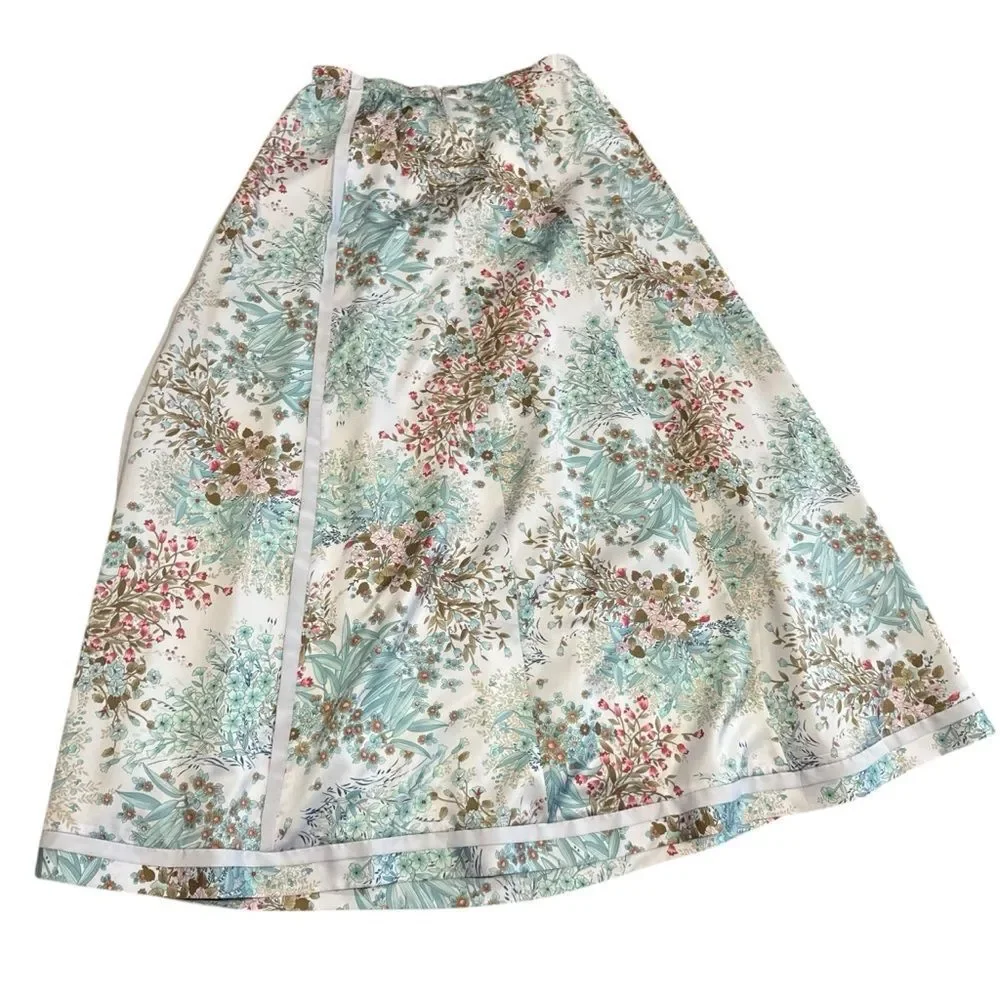 Saks Fifth Avenue SFantastic Vintage Light Blue and Pink Floral Maxi Skirt